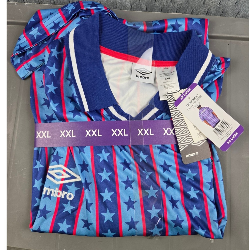 Umbro Team USA Adult Jersey XXL Blue Red Stars Stripes Soccer Shirt New With Tag